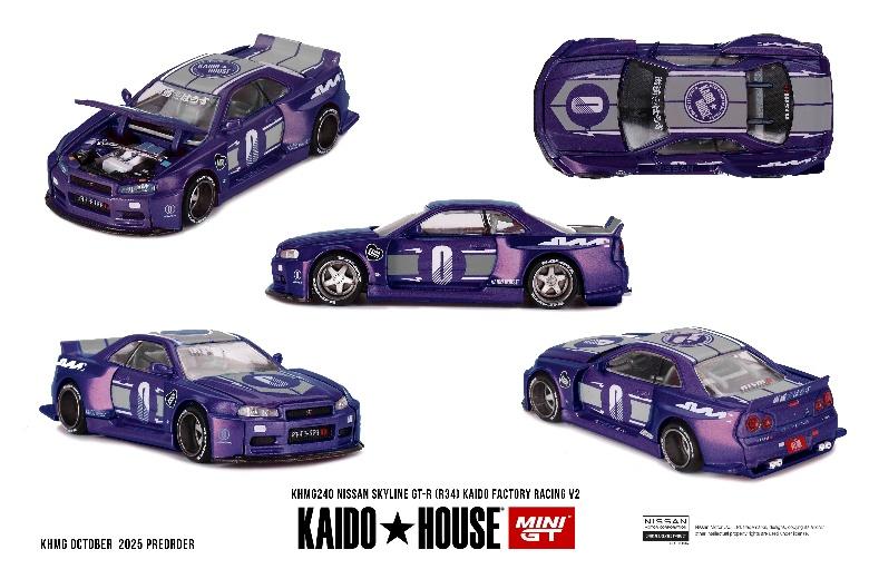 【2026年4月以降発売予定】 MINI GT KHMG240 1/64 Nissan スカイライン GT-R R34 KAIDO RACING FACTORY V2(右ハンドル)