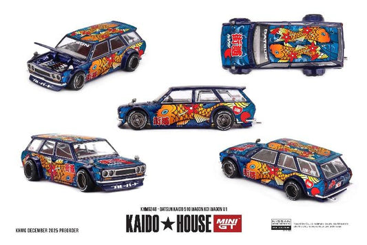 【2026年6月以降発売予定】 MINI GT KHMG248 1/64 ダットサン KAIDO 510 ワゴン 鯉ワゴン V1(右ハンドル)