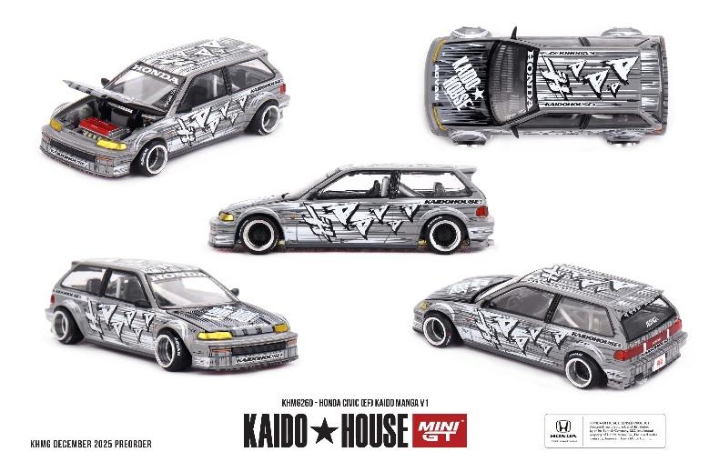 【2026年6月以降発売予定】 MINI GT KHMG260 1/64 Honda シビック EF Kaido マンガ V1(左ハンドル)
