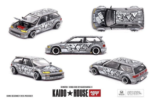 【2026年6月以降発売予定】 MINI GT KHMG260 1/64 Honda シビック EF Kaido マンガ V1(左ハンドル)