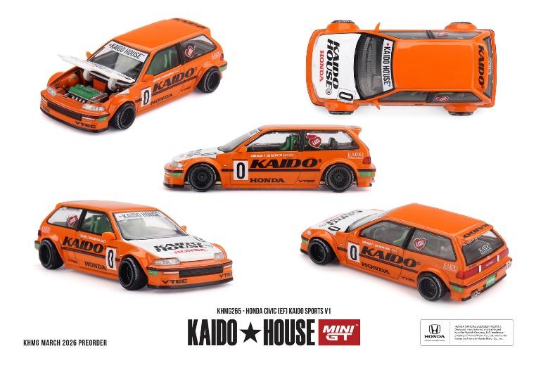 【2026年8月以降発売予定】 MINI GT KHMG265 1/64 Honda シビック EF Kaido スポーツ V1(左ハンドル)