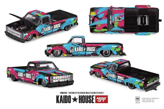 【2026年10月以降発売予定】 MINI GT KHMG285 1/64 シボレー シルバラード デューリー Kaido Splash V1(左ハンドル)