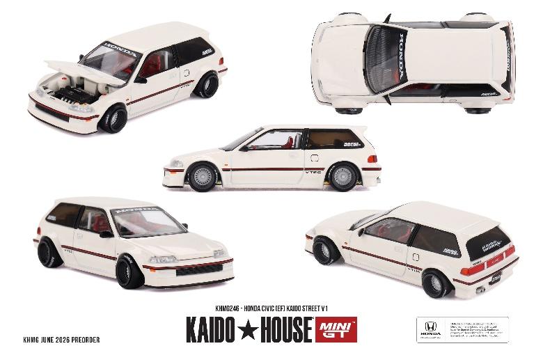 【2026年11月以降発売予定】 MINI GT KHMG246 1/64 Honda シビック EF Kaido Street V1(左ハンドル)