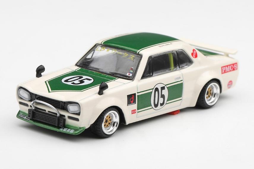 【2026年11月以降発売予定】 MINI GT MGT01343-R 1/64 Nissan Skyline LB-WORKS Hakosuka White / Green RHD