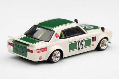 【2026年11月以降発売予定】 MINI GT MGT01343-R 1/64 Nissan Skyline LB-WORKS Hakosuka White / Green RHD