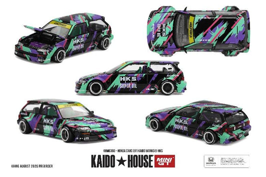 【2026年12月以降発売予定】 MINI GT KHMG303 1/64 Honda シビック EF Kaido Works HKS (左ハンドル)