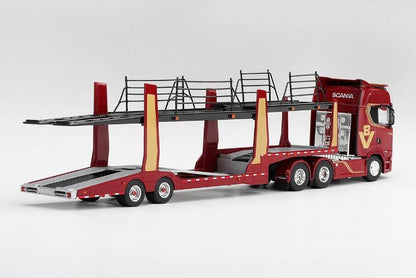 【2026年12月以降発売予定】 MINI GT MGT01350-L 1/64 スカニア 770S A6x4NA V8 50周年記念モデル カートランスポーター レッド (左ハンドル)