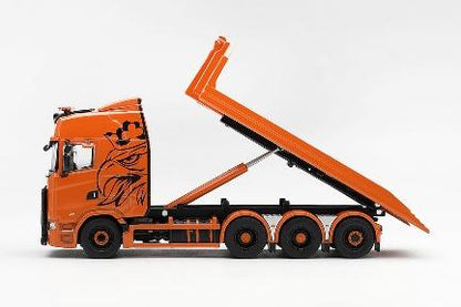 【2027年3月以降発売予定】 MINI GT MGT01392-R 1/64 Scania 770S B8x4NA Hooklift Flatbed Orange RHD