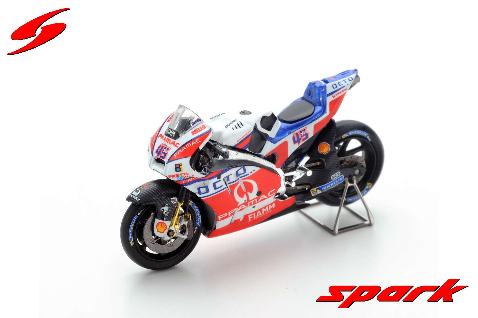 Spark M43038 1/43 Ducati GP16 No.45 - OCTO Pramac Racing 7th GP of Qat ...