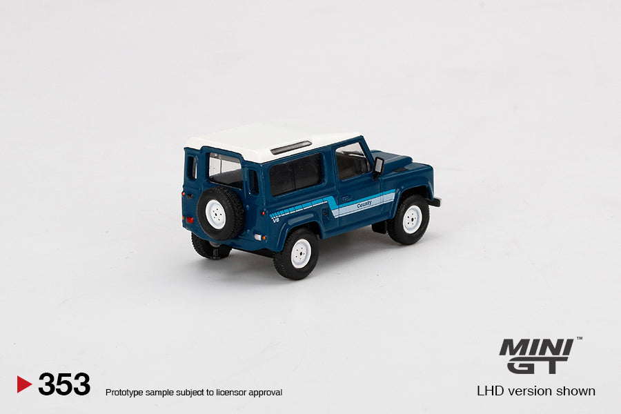 MINI GT MGT00353-L 1/64 ランドローバー ディフェンダー 90 カウンティワゴン ストラトスブルー(左ハンドル)