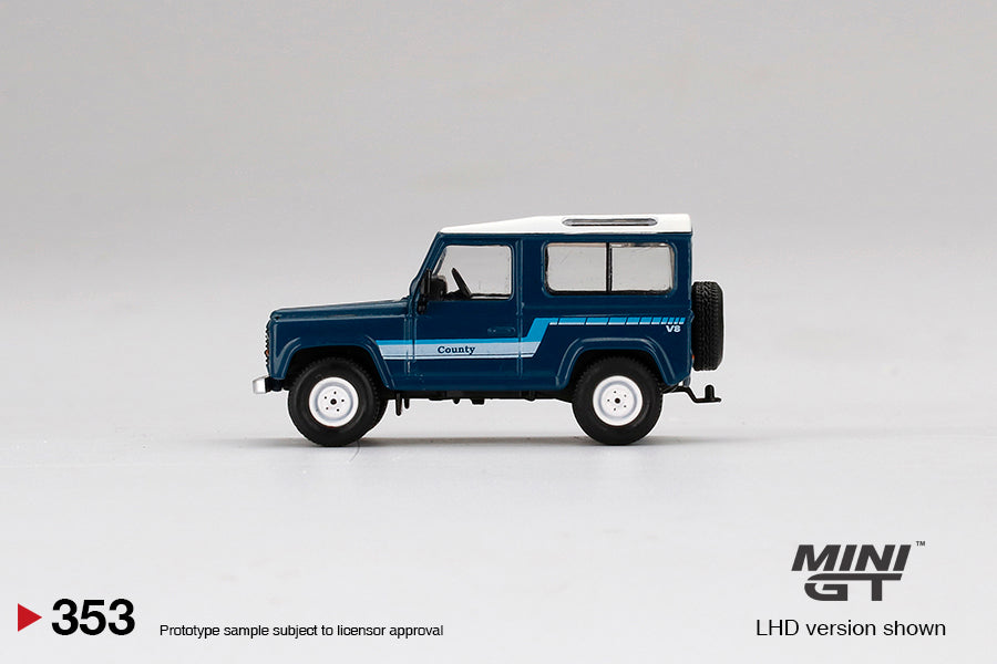 MINI GT MGT00353-L 1/64 ランドローバー ディフェンダー 90 カウンティワゴン ストラトスブルー(左ハンドル)