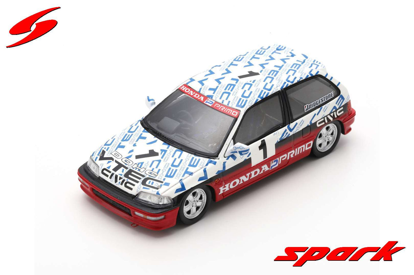 Spark S5460 1/43 Honda Civic EF9 No.1 Group N Suzuka Circuit Test 1990 Ayrton Senna