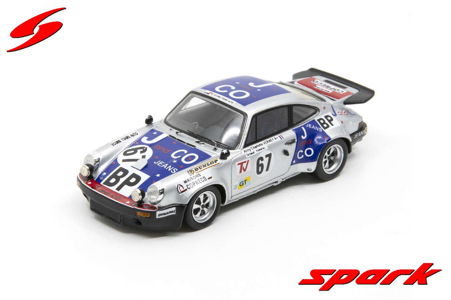 Spark S9807 1/43 Porsche 911 RS 3.0 No.67 11th 24H Le Mans 1975 A-C. Verney -Y. Fontaine - C. Tarnaud