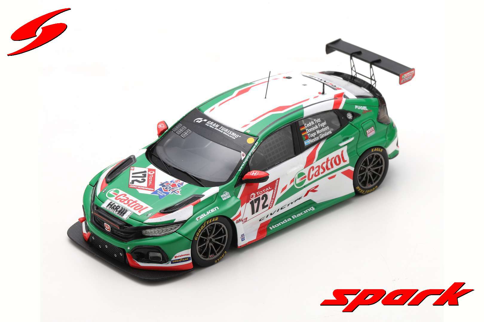 Spark SG770 1/43 Honda Civic TCR No.172 Castrol Honda Racing 24H Nürbu ...